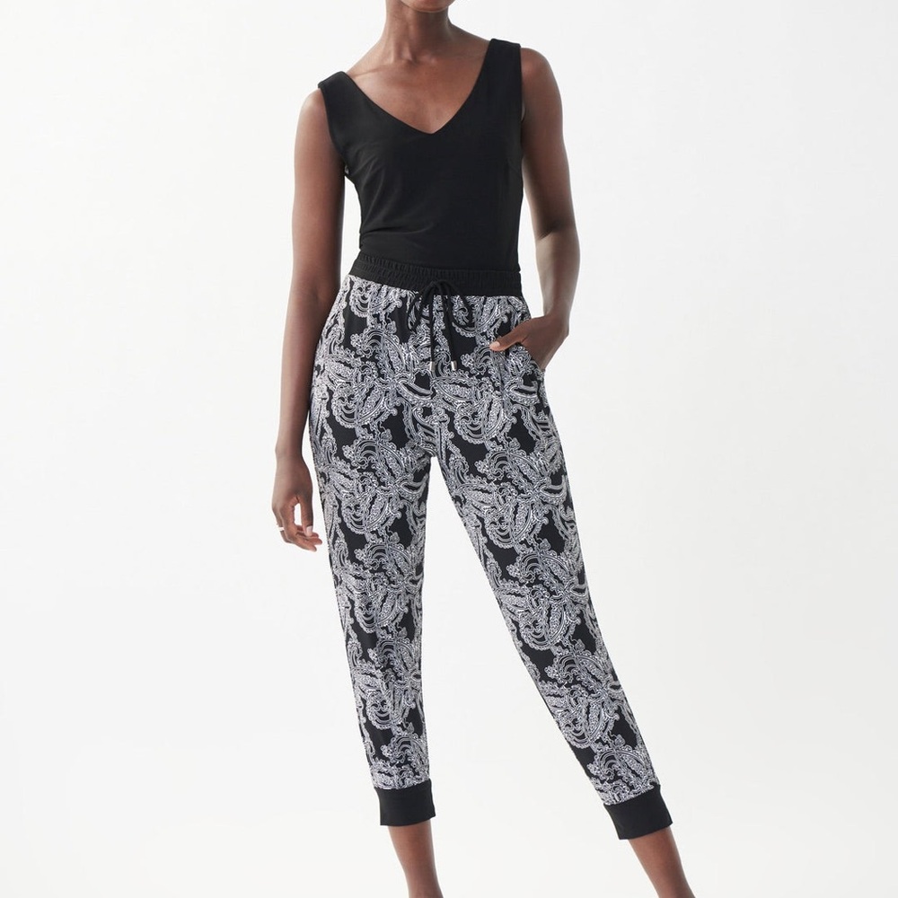 Joseph Ribkoff Black and White Track Pants